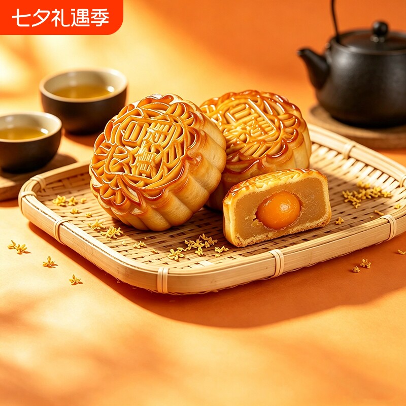 80g中秋月饼蛋黄传统广式莲蓉豆沙板栗糕点零食客乡椰蓉下午茶
