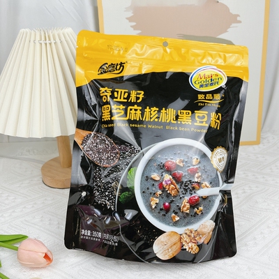 黄金麦氏奇亚籽黑芝麻核桃黑豆粉350g*1袋