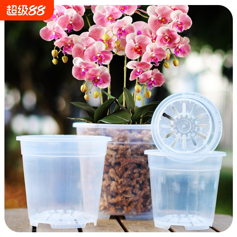 大号蝴蝶兰花器高透明塑料观根盆青山花盆加厚控根盆托盘花卉绿植