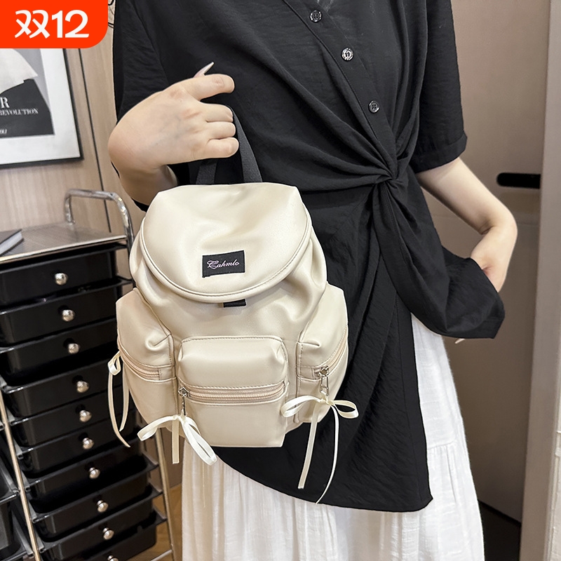 新款格纹双肩包大容量休闲大学生书包小众设计百搭旅行双肩包女包