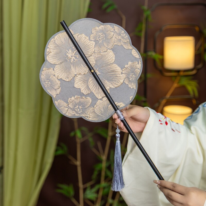 古风箭竹腰扇汉服团扇中国风流苏可卷曲折扇古典便携挂腰扇子