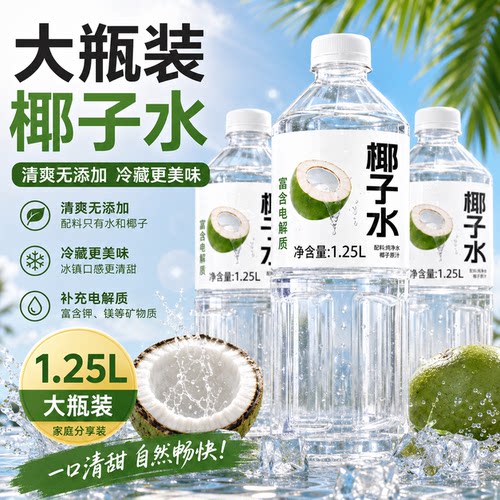 椰子水【买一送一】电解质大瓶装0蔗糖0脂椰子汁饮品整箱夏季清爽