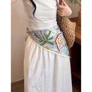 文艺插画涂鸦三角巾女2026新款发带系脖领巾腰带搭配衬衫披肩配饰
