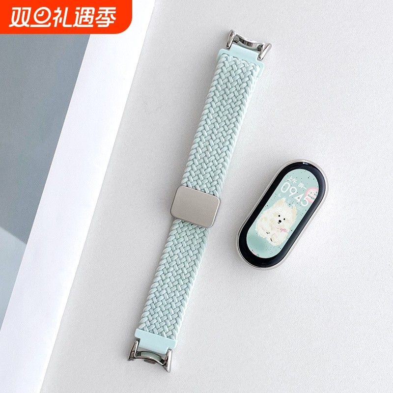 适用小米手环8/9/10表带新款尼龙编织回环搭配金属接头腕带智能运动小米8/9手表带经典时尚9NFC男女替换腕带