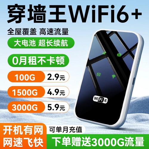 智能wifi移动无线wifl6便携式免插卡2026新款路由器全国通用流量wi-fi车载宽带4g高速网络智能上网卡车载wifi