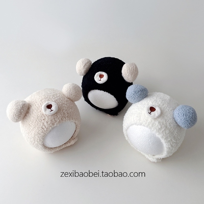 毛绒面料婴儿护耳帽秋冬保暖