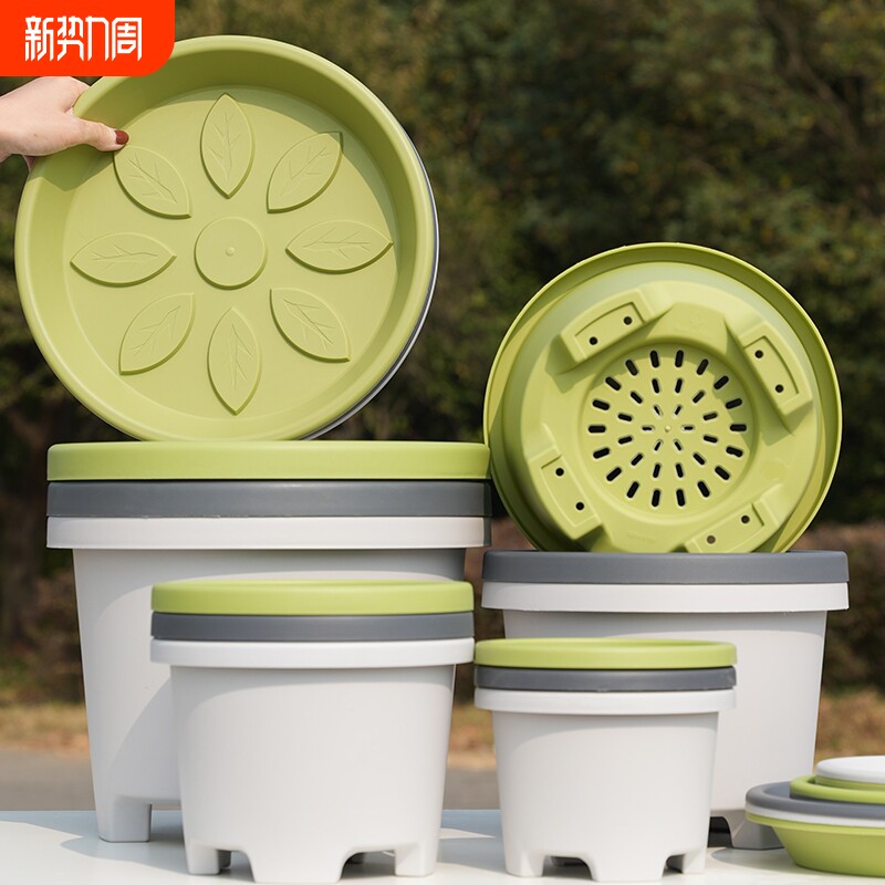 树脂加厚花盆塑料种球盆栽百合郁金香铃兰专用透气控根高档含托盘