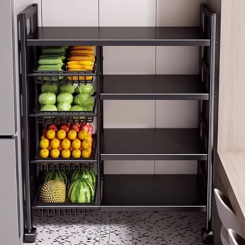 厨房置物架落地多层蔬菜家用多功能锅架微波炉储物架厨柜收纳架子