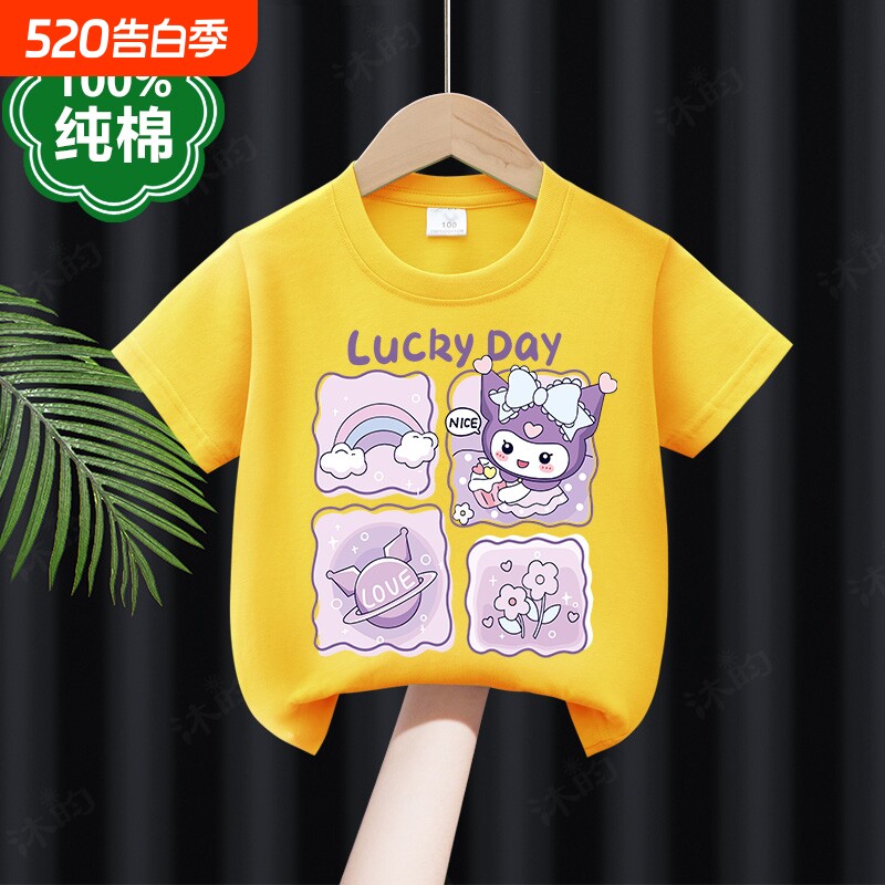 女童短袖t恤2026新款夏季薄款纯棉小女孩美乐蒂动漫卡通宝宝上衣