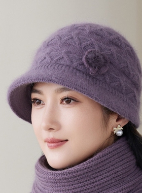 秋冬保暖防风短檐针织毛线帽女