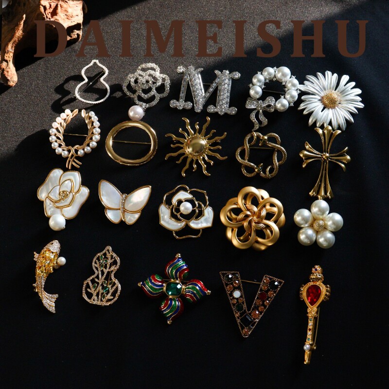 【SU039】秋冬欧美复古时尚优雅气质锆石胸针高级感轻奢百搭别针