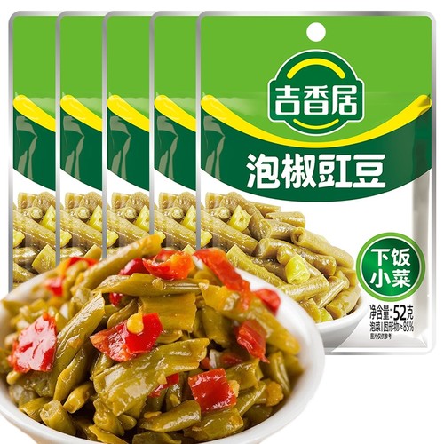 吉香居泡椒豇豆52g袋装下饭菜早餐开味小包咸菜四川酸豆角榨菜