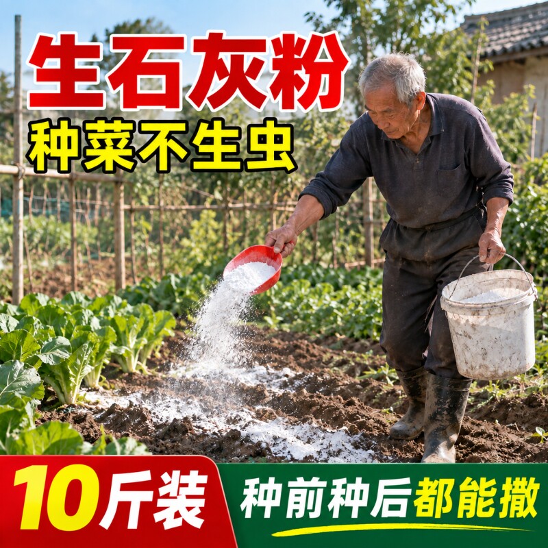 生石灰粉杀虫种菜改良土壤种菜农田菜地专用农用消毒杀菌生石灰粉