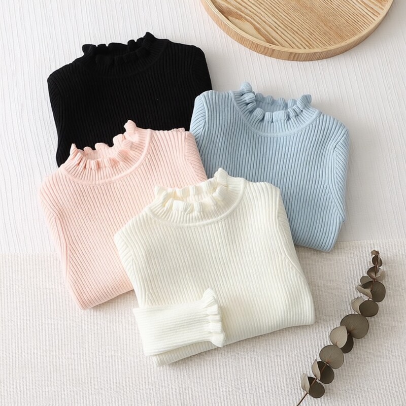 儿童毛衣打底衫女童一体绒保暖加绒宝宝新款秋冬童装洋气花边新年