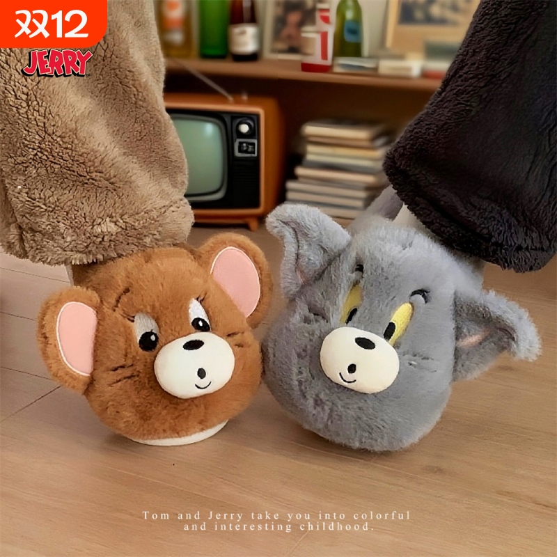 冬可爱情侣保暖毛毛鞋ins