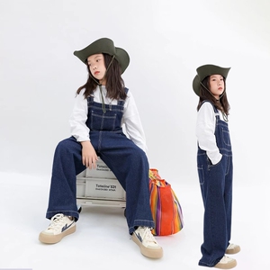 童装女童百搭牛仔背带裤春秋季新款女孩背背裤中大童韩版直筒裤子