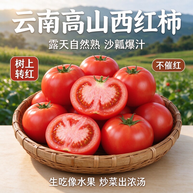 西红柿新鲜自然数生吃番茄云南高山沙瓤现摘包邮直发非普罗旺斯