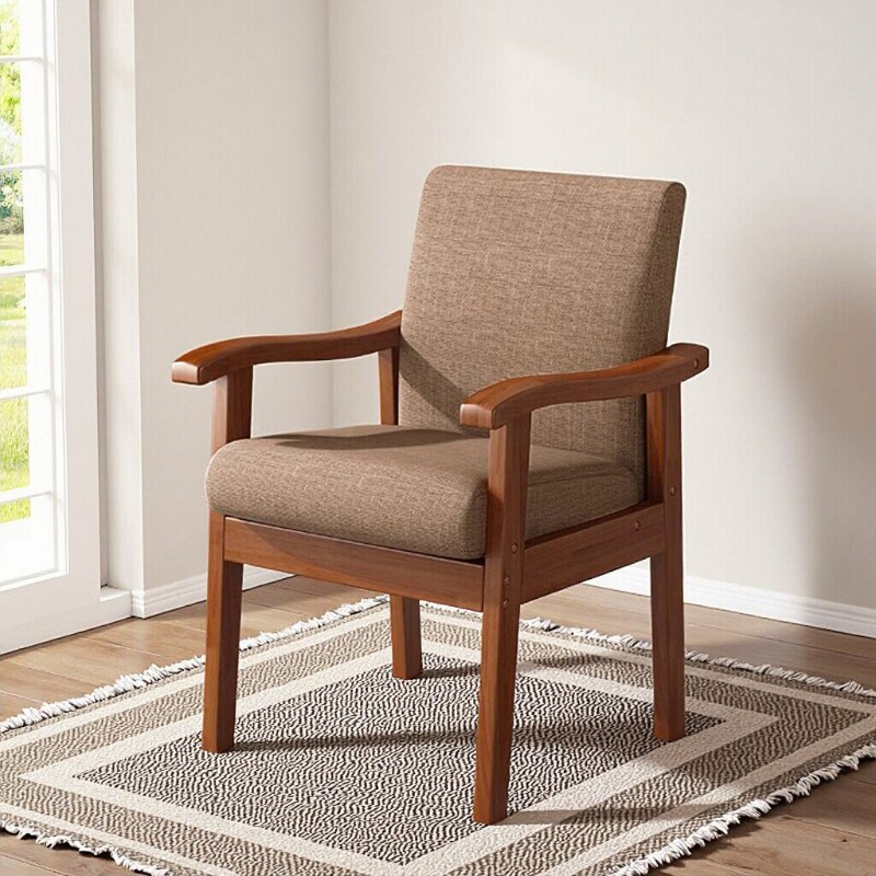 实木椅子扶手靠背椅餐桌椅舒适久坐麻将老人椅家用单人沙发椅餐椅