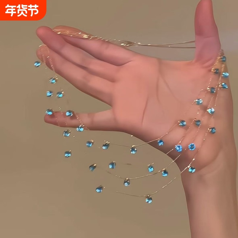 主角!满天星锆石流苏多层项链小众个性时尚锁骨链高级感项饰蝴蝶