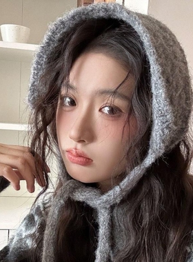 灰色针织毛线耳罩女2025年秋冬季新款保暖耳套护耳加厚防寒耳捂子