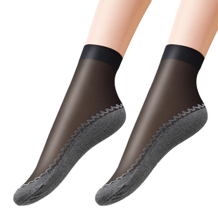 丝袜女短袜春秋夏季薄款水晶防勾丝透气加厚袜底中筒女士隐形防滑