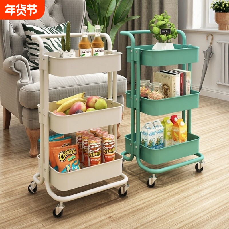 小推车置物架落地厨房多层美容院可移动零食架婴儿用品收纳架客厅