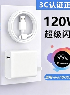 VIVO原装正品充电器120W超级闪充80W快充头IQOO/Neo7/pro/Neo8/9/10Pro/X200插头正品套装双typec快充数据线