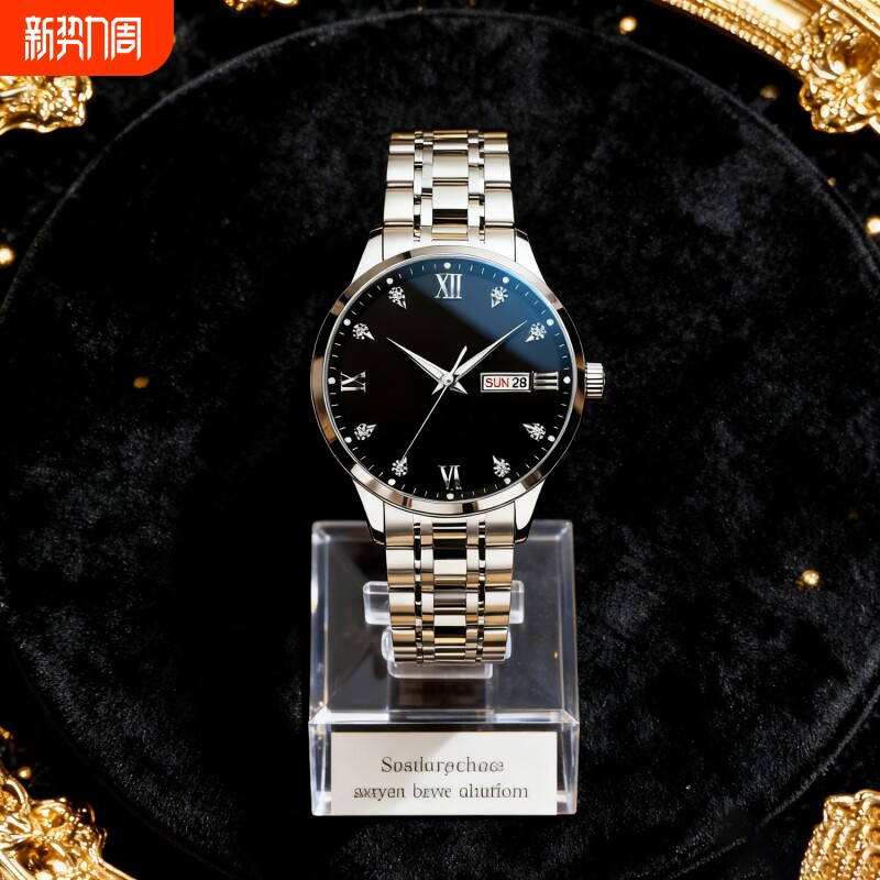 男士手表男正品名牌全自动非机械表钢带男款商务防水石英腕表老人