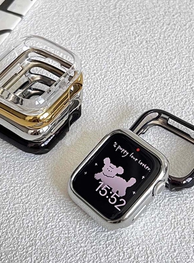 适用applewatch10保护壳s9苹果手表Ultra电镀半包软壳iwatch8/7/6/5/4边框表壳SE防摔TPU耐磨49透明壳42/46mm