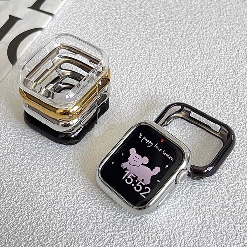 适用applewatch10保护壳s9苹果手表Ultra电镀半包软壳iwatch8/7/6/5/4边框表壳SE防摔TPU耐磨49透明壳42/46mm