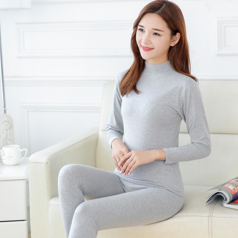 保暖内衣女中高领薄款黑色加肥加大秋衣秋裤秋冬防寒打底内衣套装