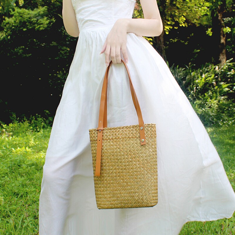 草编包度假风夏天编织包包女大容量女学生单肩手提休闲法式托特包