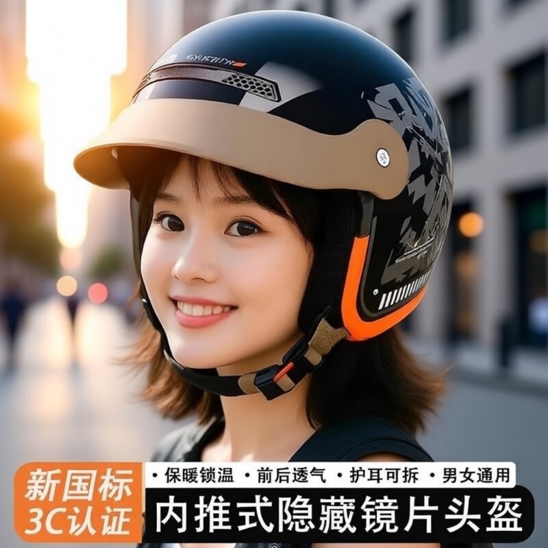 2025新款3C认证电动车头盔男女士安全四季通用冬季半盔保暖安全