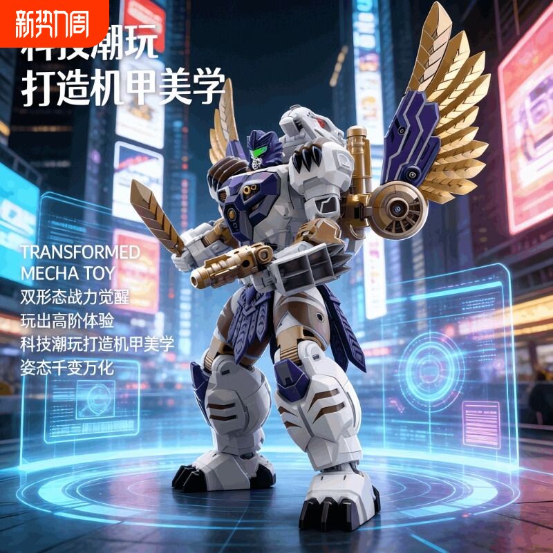 变形汽车机器人男孩玩具儿童机甲金刚齿虎鹰合体炫卡战士模型手办