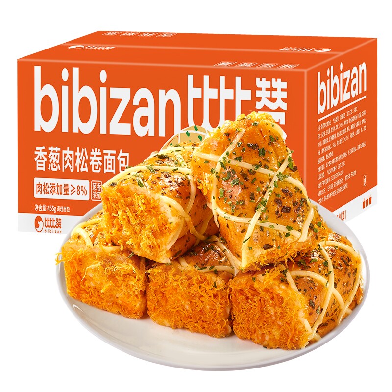 比比赞香葱肉松卷面包455g/箱 约7个