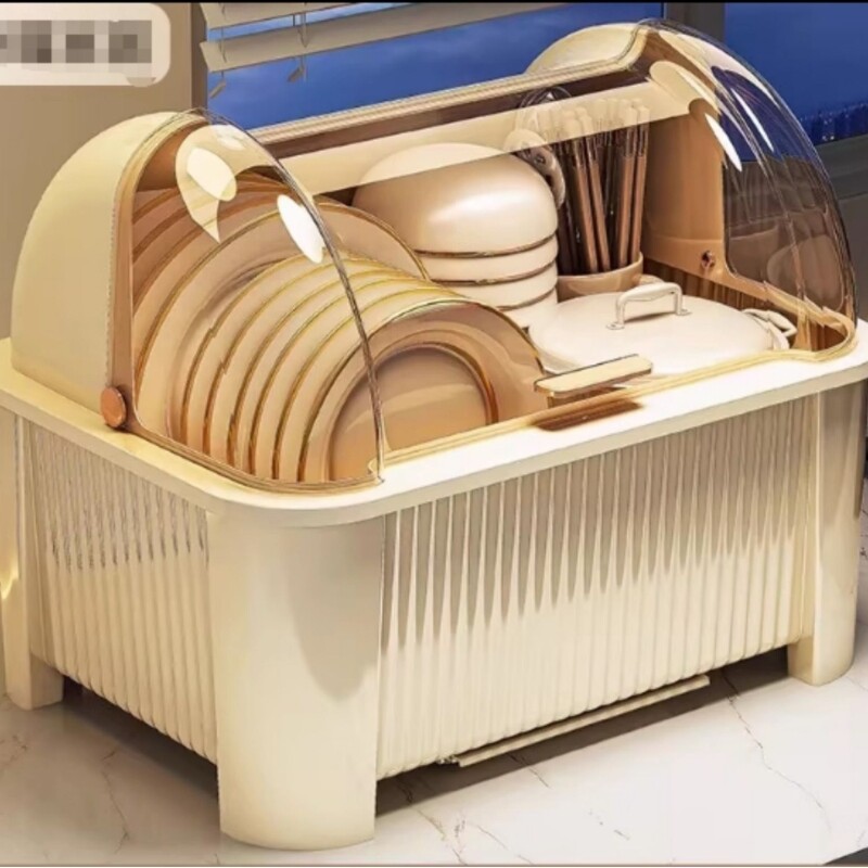 厨房碗筷收纳盒带盖防尘餐具沥水架家用塑料碗架碗柜收纳置物架