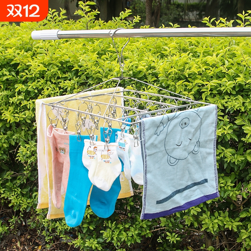 广凯不锈钢多夹子晾晒袜夹