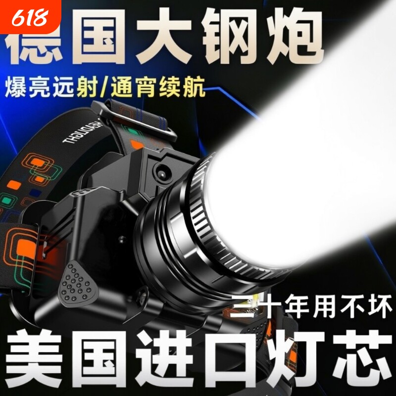 公牛适用头灯LED强光远射户外防水超亮登山夜钓鱼专用头戴式防水