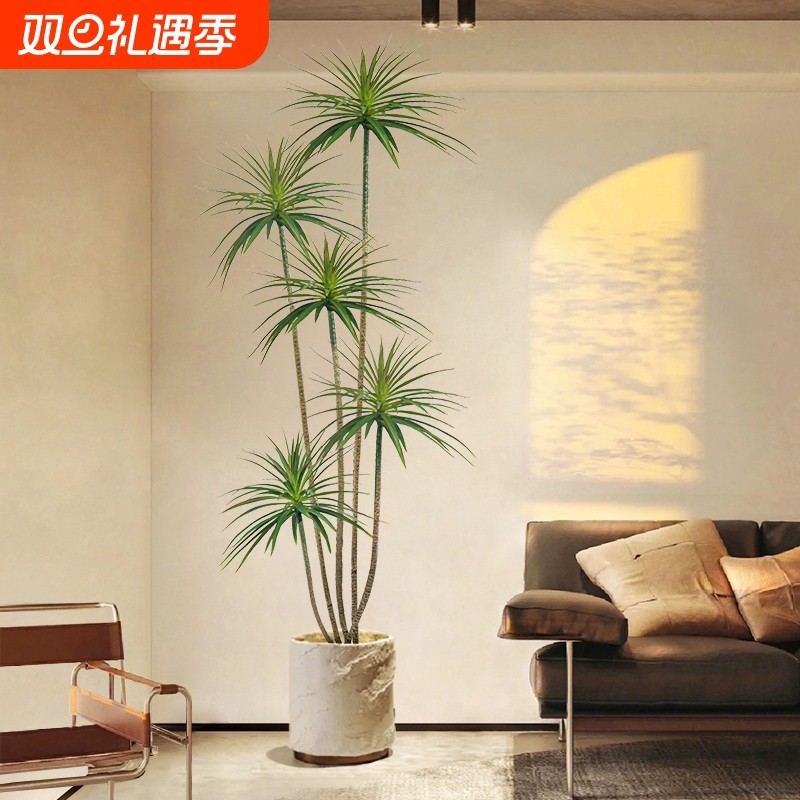 仿真绿植千年铁轻奢感氛围室内高端大型落地假树盆栽植物盆景摆件