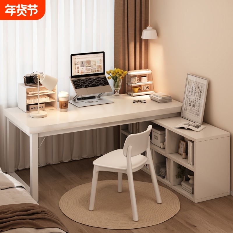 转角书桌书架家用学习桌子卧室女生梳妆台书柜一体I型拐角电脑桌,住宅家具,电脑桌,淘宝优惠券,粉丝福利购,淘宝优惠卷