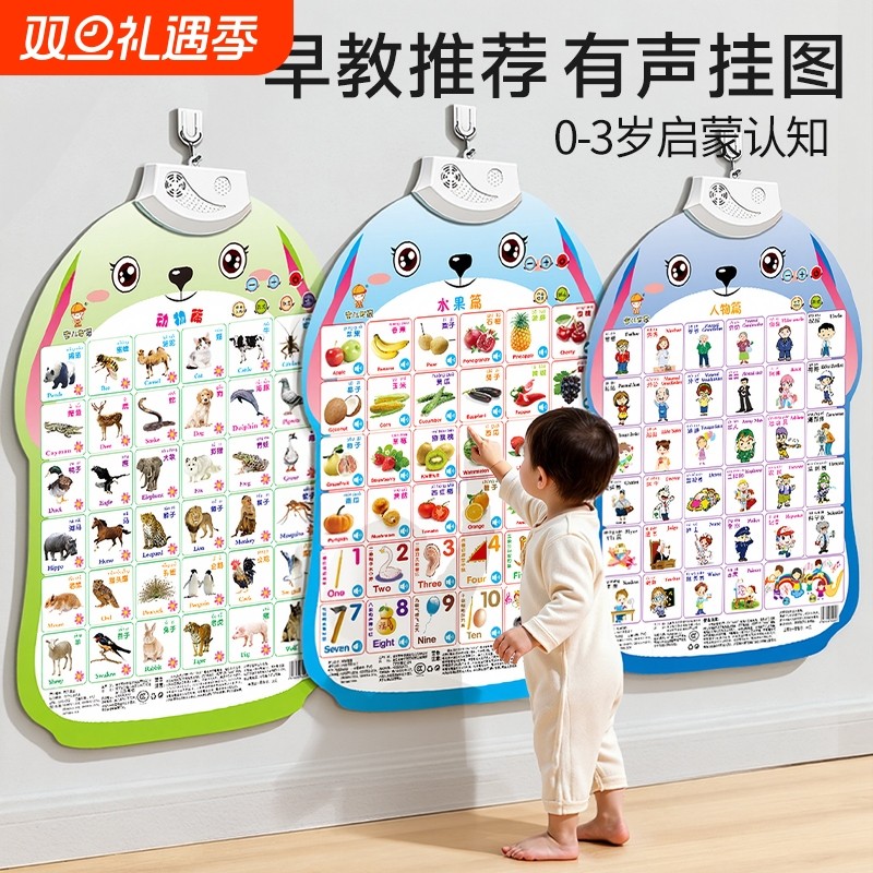 宝宝有声早教挂图婴幼儿童启蒙学说话认知发声益智玩具书点读墙贴