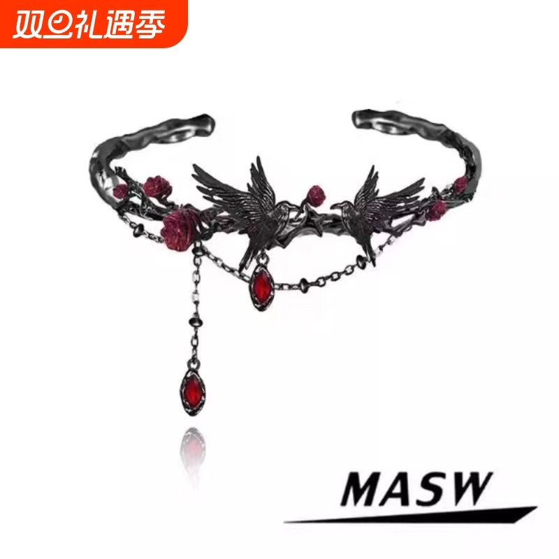 原创设计荆棘系列暗黑甜酷玫瑰乌鸦手镯创意高级感手环高颜值手饰