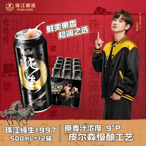 珠江啤酒1997纯生500ml*12罐