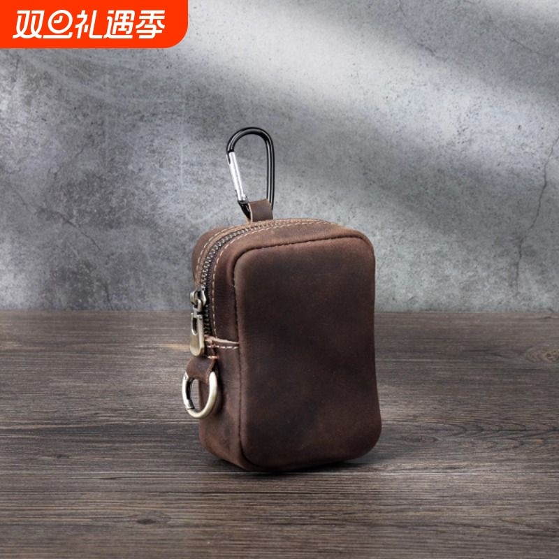 复古头层软皮挂包穿皮带卡包收纳包零钱香烟钥匙休闲迷你户外包