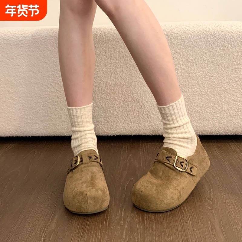 厚底内增高加绒保暖勃肯鞋女2025新款冬季一脚蹬雪地靴棉鞋乐福鞋,女鞋,勃肯鞋/软木鞋,淘宝优惠券,粉丝福利购,淘宝优惠卷