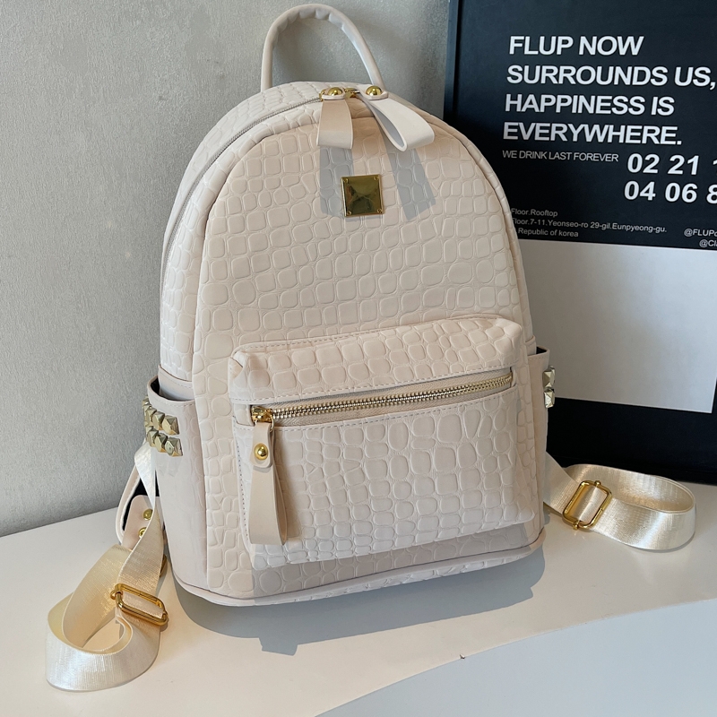 今年流行的石头纹双肩包女式欧货皮质旅行背包大容量时髦学生书包