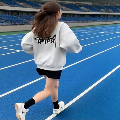 2026Stu卫衣男女连帽山茶花骰子宽松情侣款帽衫刺绣白色黑色灰色