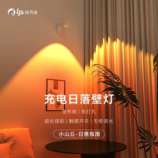充电壁灯免布线日落夕阳氛围无线遥控射灯卧室客厅背景墙装饰画灯