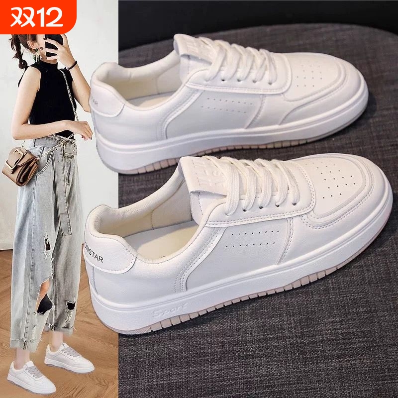 2025春夏秋小白鞋平底厚底ins潮流透气新款休闲运动板鞋女百搭