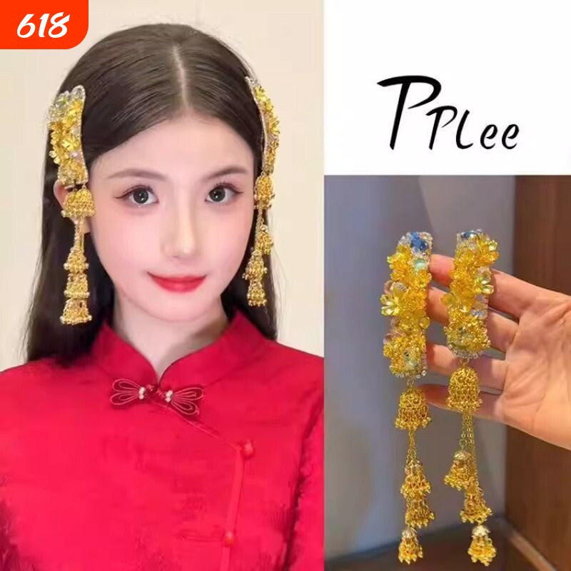 易梦玲升级款diy长流苏发夹独特小众设计蒙古族个性新娘边夹女